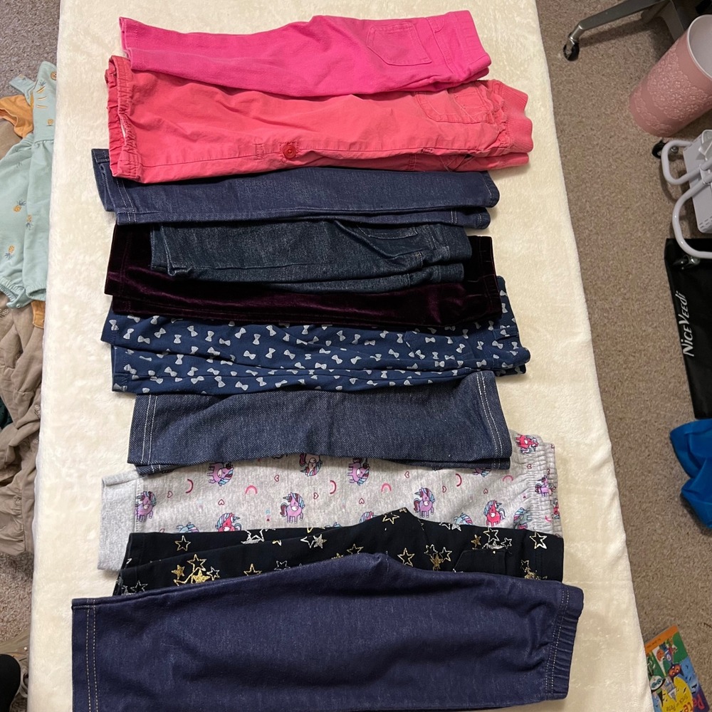 Old Navy Girls 10pc Pants Lot Leggings Denim Velvet Unicorn 2T